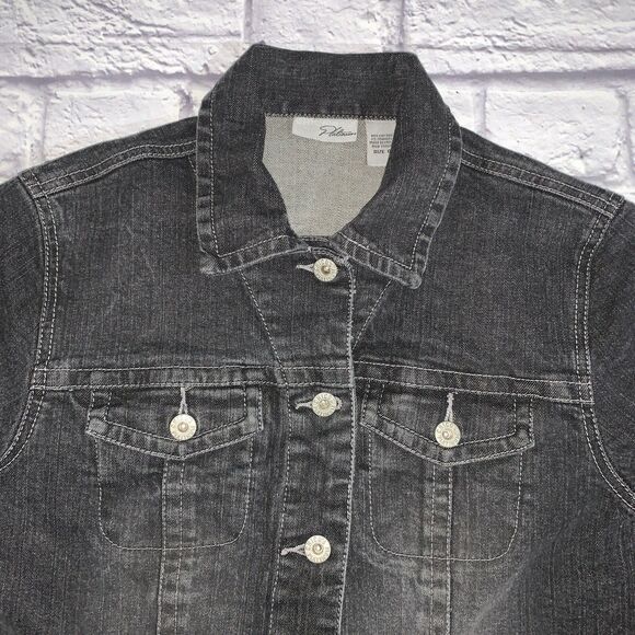 Chico’s Platinum Women's 0 Jacket X-Small 4 Trucker Black Denim - Picture 3 of 7